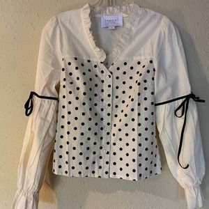 The Shirt by Rochelle Behrens NWOT Small Boho Ties Polka Dot